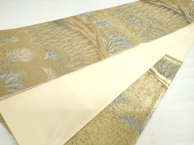 平和屋着物◎六通柄袋帯 風景樹林文 金糸 正絹 逸品 DABF1026ud