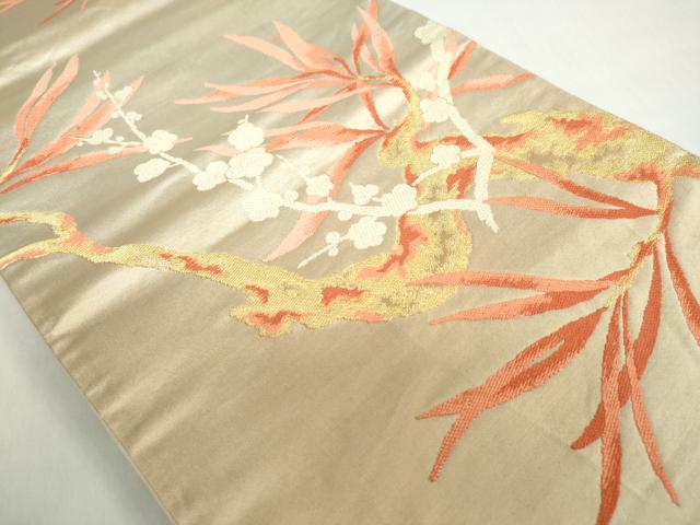 平和屋着物◎西陣 六通柄袋帯 枝花文 金糸 正絹 逸品 DABF1028ud