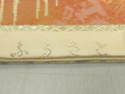 平和屋着物◎六通柄袋帯 ふるさと 金銀糸 正絹 逸品 DABF1037ud