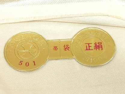 平和屋着物◎西陣 浅山織物謹製 六通柄袋帯 流水樹林風景文 正絹 逸品 DABF1045ud
