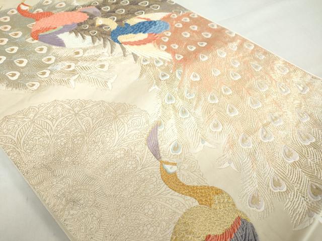 平和屋着物◎六通柄袋帯 唐織 更紗孔雀文 九百錦織 金糸 正絹 逸品 DABF1065ud