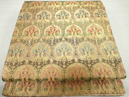 平和屋着物◎六通柄袋帯 向かい鳥文 金糸 正絹 逸品 DABF1080ud