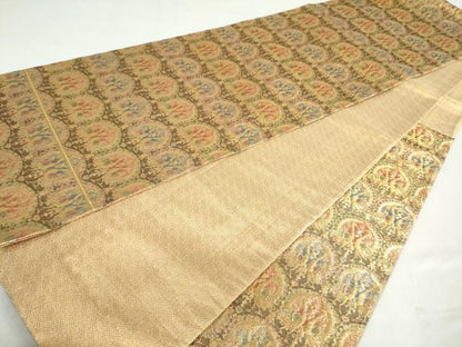 平和屋着物◎六通柄袋帯 向かい鳥文 金糸 正絹 逸品 DABF1080ud