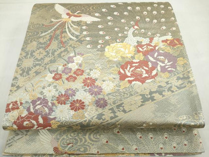 平和屋着物◎六通柄袋帯 九百新花鳥錦 金銀糸 正絹 逸品 DABF1086ud