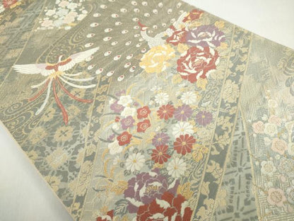 平和屋着物◎六通柄袋帯 九百新花鳥錦 金銀糸 正絹 逸品 DABF1086ud