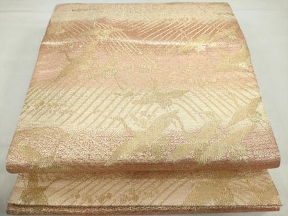 平和屋着物◎綴れ 六通柄袋帯 飛鶴文 金糸 正絹 逸品 DABF1087ud