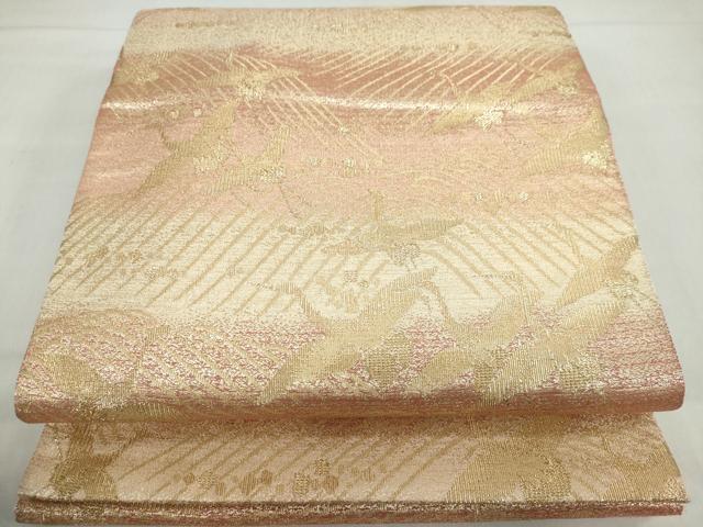 平和屋着物◎綴れ 六通柄袋帯 飛鶴文 金糸 正絹 逸品 DABF1087ud