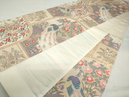 平和屋着物◎六通柄袋帯 唐織 九百錦 車陽輝映文 金糸 正絹 逸品 DABF1098ud
