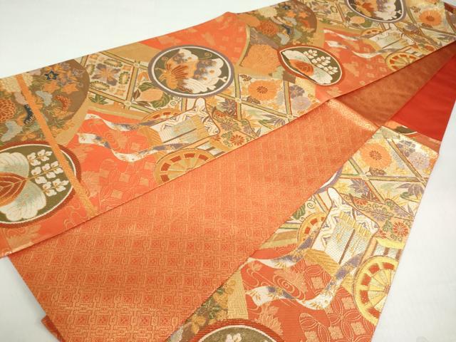 平和屋着物◎六通柄袋帯 熨斗小袖紋 金糸 正絹 逸品 DABF1099ud