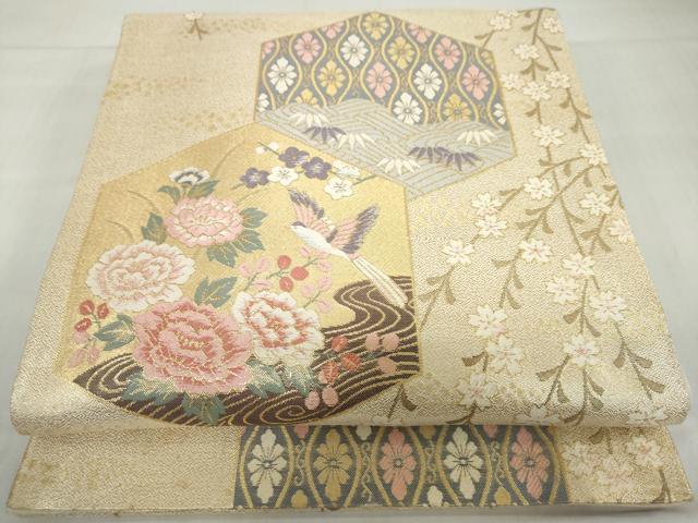 平和屋着物◎六通柄袋帯 吉祥絵図 正絹九百錦 金糸 正絹 逸品 DABF1104ud