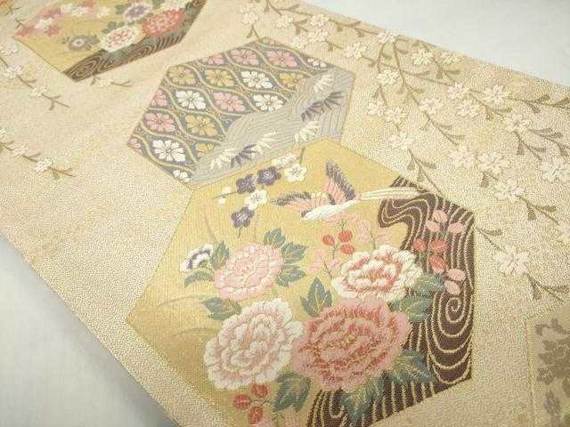 平和屋着物◎六通柄袋帯 吉祥絵図 正絹九百錦 金糸 正絹 逸品 DABF1104ud