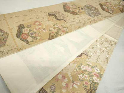 平和屋着物◎六通柄袋帯 吉祥絵図 正絹九百錦 金糸 正絹 逸品 DABF1104ud