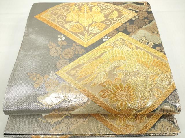 平和屋着物◎六通柄袋帯 花鳥文 金銀糸 正絹 逸品 DABF1107ud