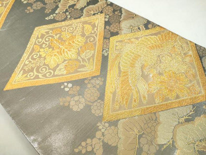 平和屋着物◎六通柄袋帯 花鳥文 金銀糸 正絹 逸品 DABF1107ud