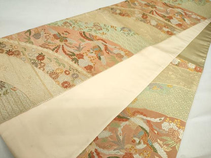 平和屋着物◎六通柄袋帯 鳳凰草花文 金銀糸 正絹 逸品 DABF1111ud