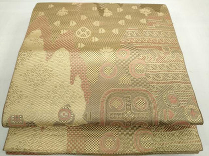 平和屋着物◎本場筑前博多織 八寸名古屋帯 抽象文様 正絹 逸品 DABF1136ud