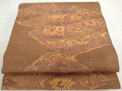 平和屋着物◎本場筑前博多織 八寸名古屋帯 更紗花唐草文 正絹 逸品 DABF1137ud