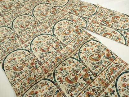 平和屋着物◎全通柄八寸名古屋帯　花鳥文　正絹　逸品　DABF1144ud