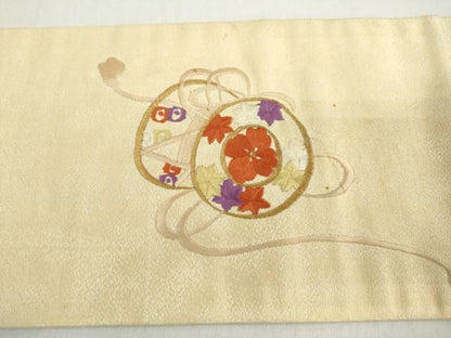 平和屋着物◎九寸名古屋帯　刺繍　能　正絹　逸品　DABF1146ud