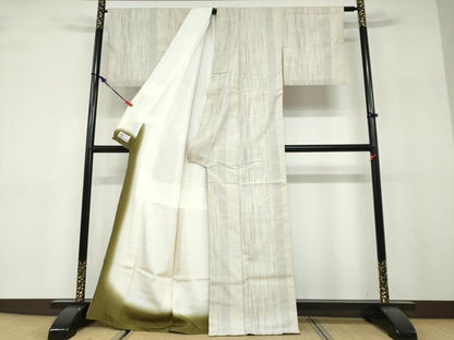 平和屋着物●結城紬　80亀甲　霞文　やまと誂製　正絹　逸品　DABF1151ud
