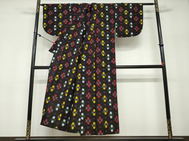 平和屋着物●久留米絣　単衣　抽象文様　綿　逸品　DABF1157ud