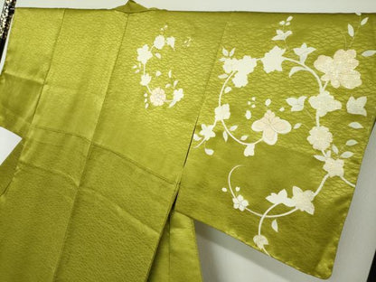平和屋着物●訪問着　駒刺繍　草花文　金糸　正絹　逸品　未使用　DABF1166ud