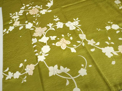 平和屋着物●訪問着　駒刺繍　草花文　金糸　正絹　逸品　未使用　DABF1166ud