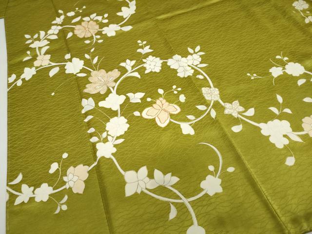 平和屋着物●訪問着　駒刺繍　草花文　金糸　正絹　逸品　未使用　DABF1166ud
