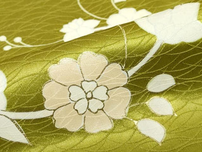 平和屋着物●訪問着　駒刺繍　草花文　金糸　正絹　逸品　未使用　DABF1166ud