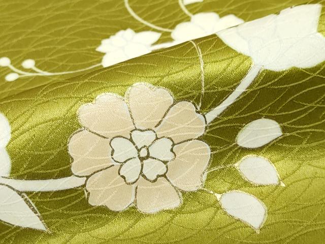 平和屋着物●訪問着　駒刺繍　草花文　金糸　正絹　逸品　未使用　DABF1166ud
