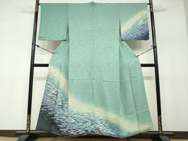 平和屋着物●訪問着　朧染　重ね絞り　霞文　暈し染め　金通し地　正絹　逸品　DABF1168ud