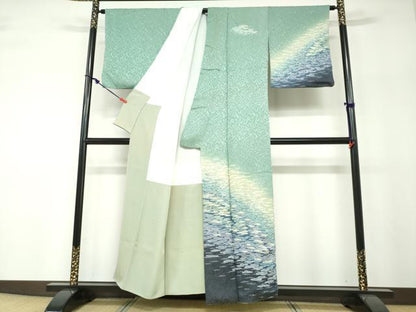 平和屋着物●訪問着　朧染　重ね絞り　霞文　暈し染め　金通し地　正絹　逸品　DABF1168ud
