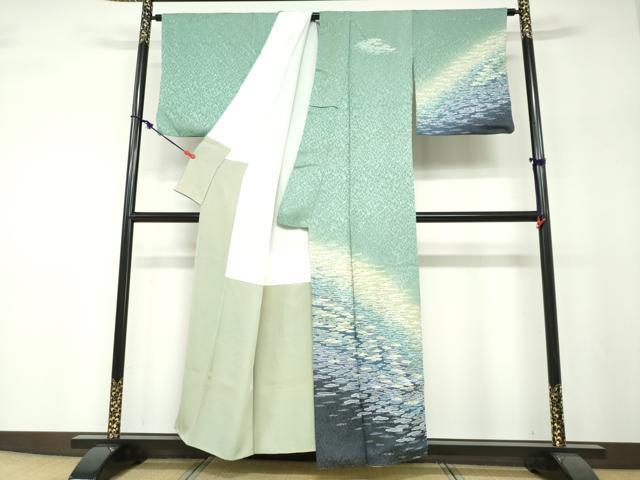 平和屋着物●訪問着　朧染　重ね絞り　霞文　暈し染め　金通し地　正絹　逸品　DABF1168ud