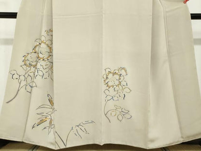 平和屋着物●訪問着　駒刺繍　草花文　金彩　正絹　逸品　DABF1170ud