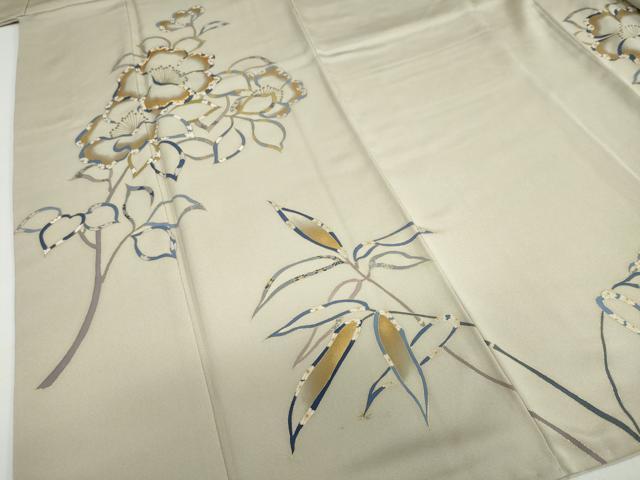 平和屋着物●訪問着　駒刺繍　草花文　金彩　正絹　逸品　DABF1170ud