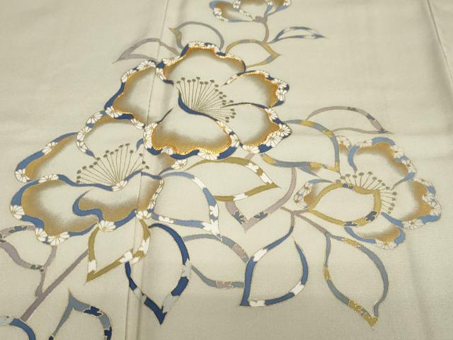 平和屋着物●訪問着　駒刺繍　草花文　金彩　正絹　逸品　DABF1170ud