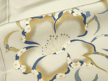 平和屋着物●訪問着　駒刺繍　草花文　金彩　正絹　逸品　DABF1170ud