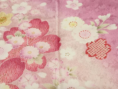 平和屋着物●豪華振袖　舞花文　暈し染め　金彩　正絹　逸品　DABF1175ud