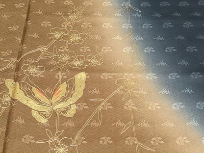 平和屋着物●訪問着　花車舞蝶文　暈し染め　金銀彩　正絹　逸品　DABF1176ud