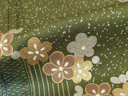 平和屋着物●訪問着　作家物　舞蝶草花文　暈し染め　金銀彩　正絹　逸品　DABF1177ud
