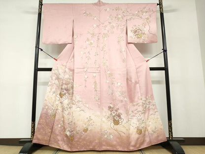 平和屋着物●訪問着　花籠文　暈し染め　金彩　正絹　逸品　DABF1178ud