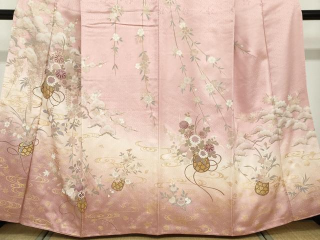 平和屋着物●訪問着　花籠文　暈し染め　金彩　正絹　逸品　DABF1178ud