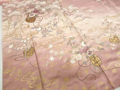 平和屋着物●訪問着　花籠文　暈し染め　金彩　正絹　逸品　DABF1178ud