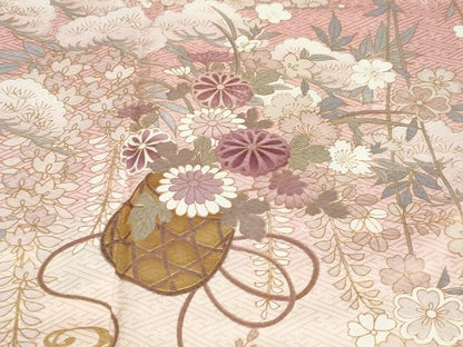 平和屋着物●訪問着　花籠文　暈し染め　金彩　正絹　逸品　DABF1178ud