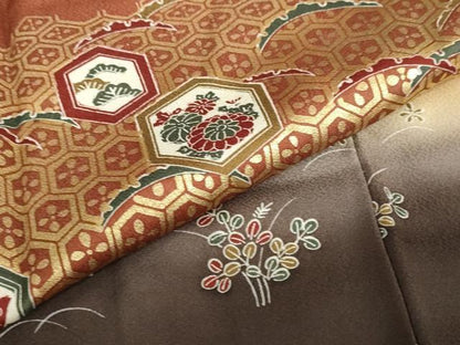 平和屋着物●訪問着　横段吉祥草花文　暈し染め　金彩　正絹　逸品　未使用　DABF1182ud