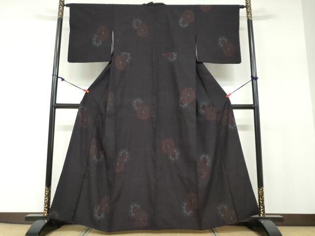 平和屋着物●本場結城紬　重要無形文化財　80亀甲　花丸文　鈴乃屋扱い　正絹　逸品　DABF1183ud