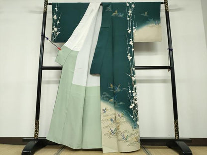 平和屋着物●皇室デザイナー　中村乃武夫　訪問着　草花文　暈し染め　金彩　正絹　逸品　DABF1185ud