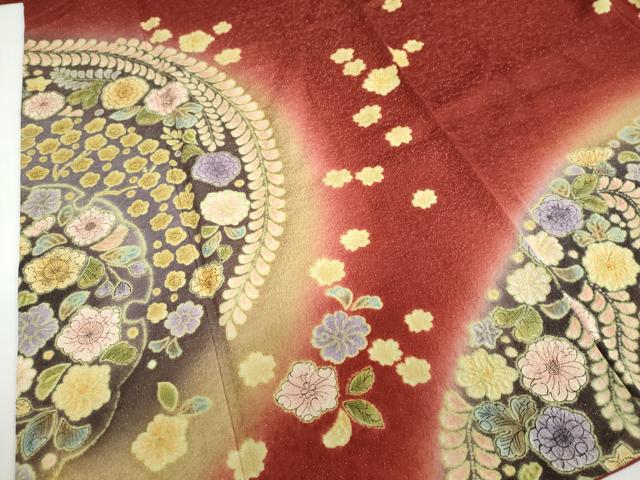 平和屋着物●豪華振袖　辻が花　暈し染め　金通し地　ますいわ屋扱い　正絹　逸品　DABF1187ud
