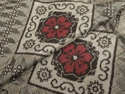 平和屋着物●本場大島紬　龍郷絣　花菱文　正絹　逸品　DABF1189ud