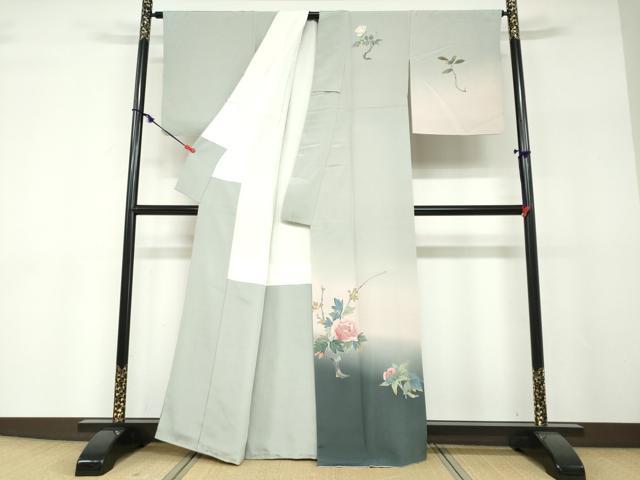 平和屋着物●十日町　加賀草木友禅の第一人者　田村哲彦　訪問着　草花文　暈し染め　正絹　逸品　DABF1191ud
